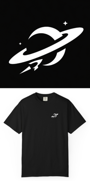 BlackLineShirt Space Planet Graphic Black T-Shirt