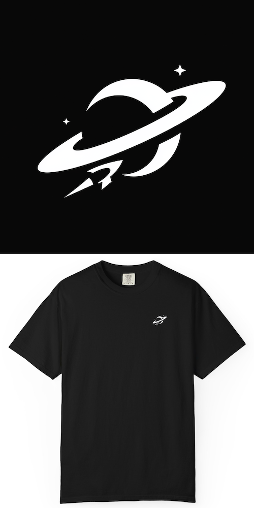 BlackLineShirt Space Planet Graphic Space Exploration & Rocket Black T-Shirt