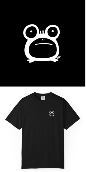 BlackLineShirt Cute Frog Graphic Black T-Shirt