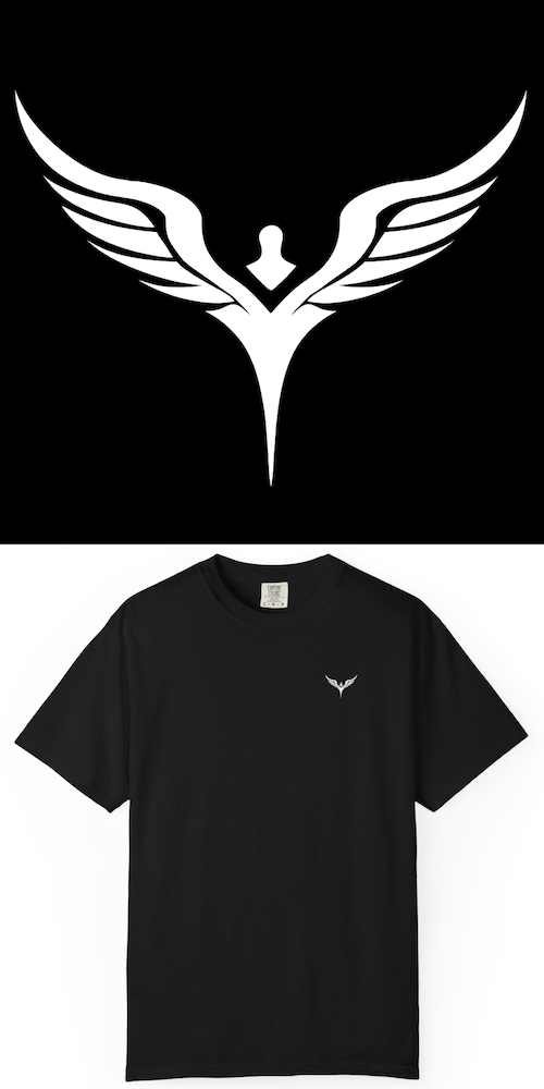 BlackLineShirt Angel Graphic Faith Religious Black T-Shirt