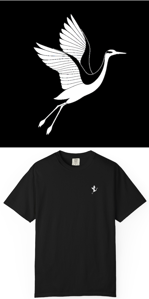 BlackLineShirt Crane Graphic Wildlife Gaming & Hunting Black T-Shirt