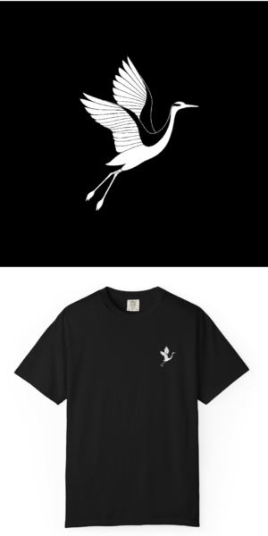 BlackLineShirt Crane Graphic Black T-Shirt