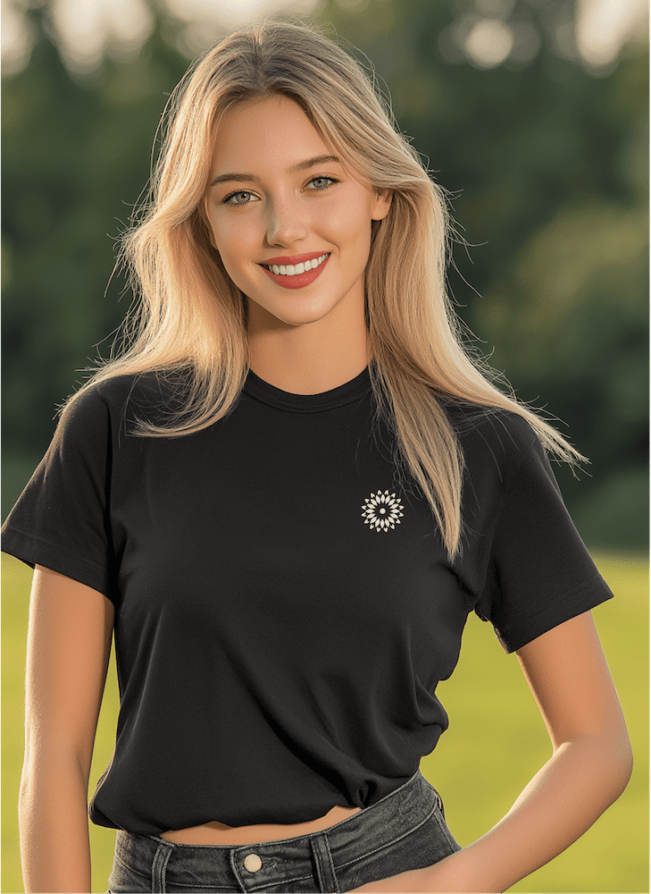 BlackLineShirt Sunflower Graphic Nature Lover Outdoor Black T-Shirt - Image 5