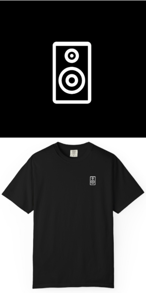 BlackLineShirt Minimal Speaker Graphic Logo Black T-Shirt