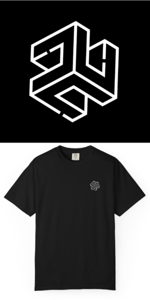 BlackLineShirt 3D Cube Graphic  Black T-shirt