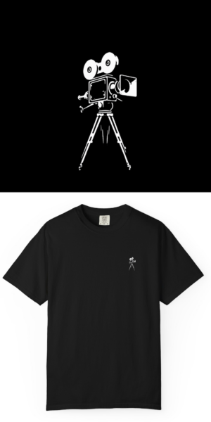 Minimalist Stick Camera Graphic Black T-Shirt