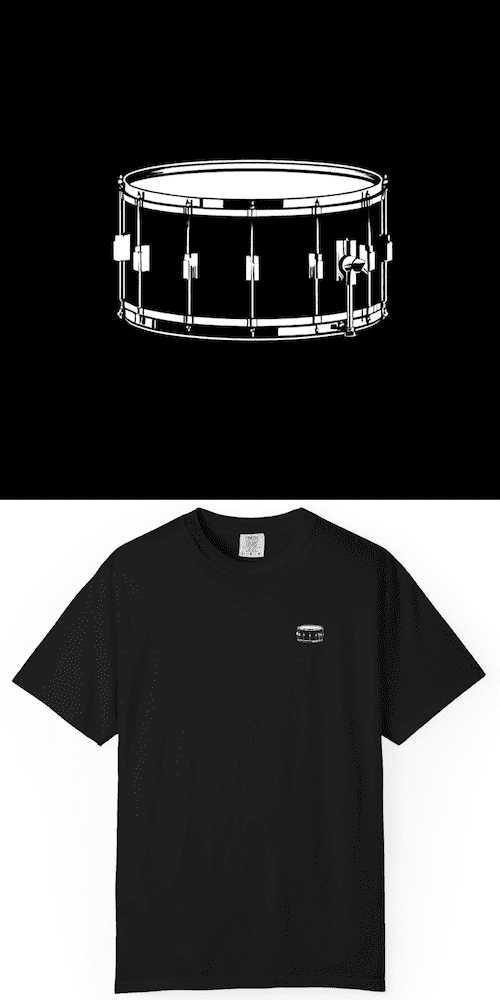 BlackLineShirt Snare Drum Graphic Backline Tech Drummer Black T-Shirt - Image 5