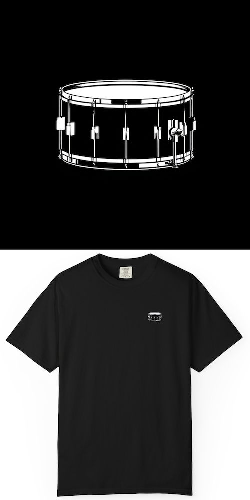 BlackLineShirt Snare Drum Graphic Backline Tech Drummer Black T-Shirt