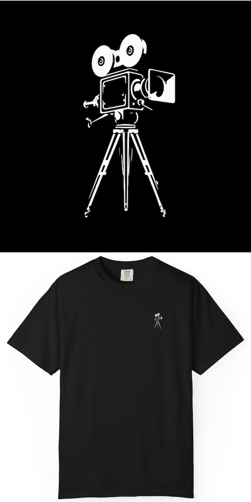 Minimalist Stick Camera Graphic Filmmaker Cinematographer Black T-Shirt