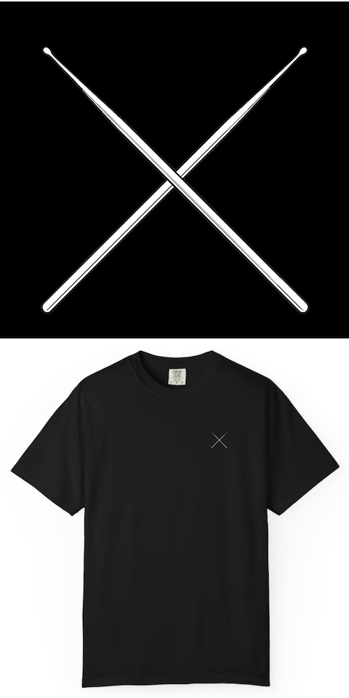 BlackLineShirt Minimal Drum Sticks Backline Drummer Black T-Shirt