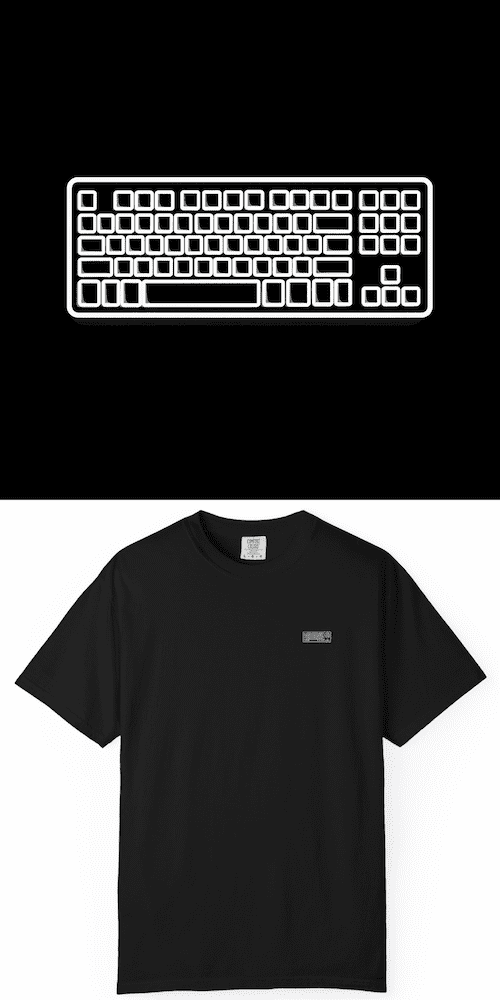 BlackLineShirt Minimal Keyboard PC Gamer Hacker Black T-Shirt
