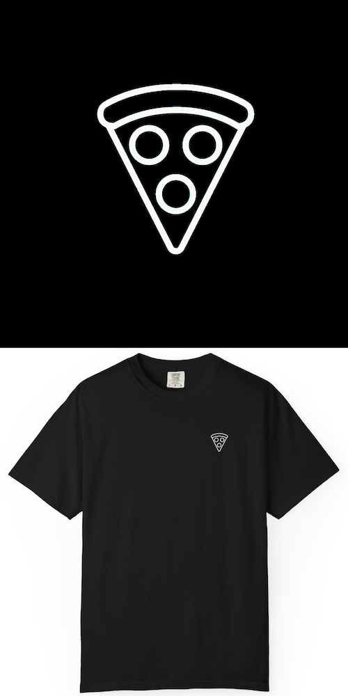 BlackLineShirt Pizza Shop Apparel Foodie Pizza Slice Pocket Black T-Shirt
